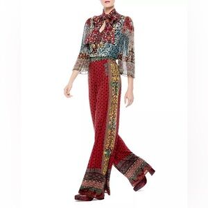 ALICE + OLIVIA Elaina Abstract Printed top & ATHENA FLARED WIDE‎ LEG PANT SET
